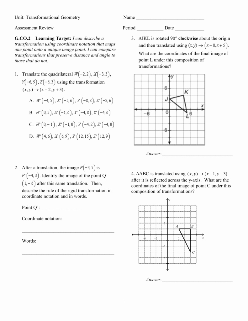 50 Transformations Geometry Worksheet Answers 44
