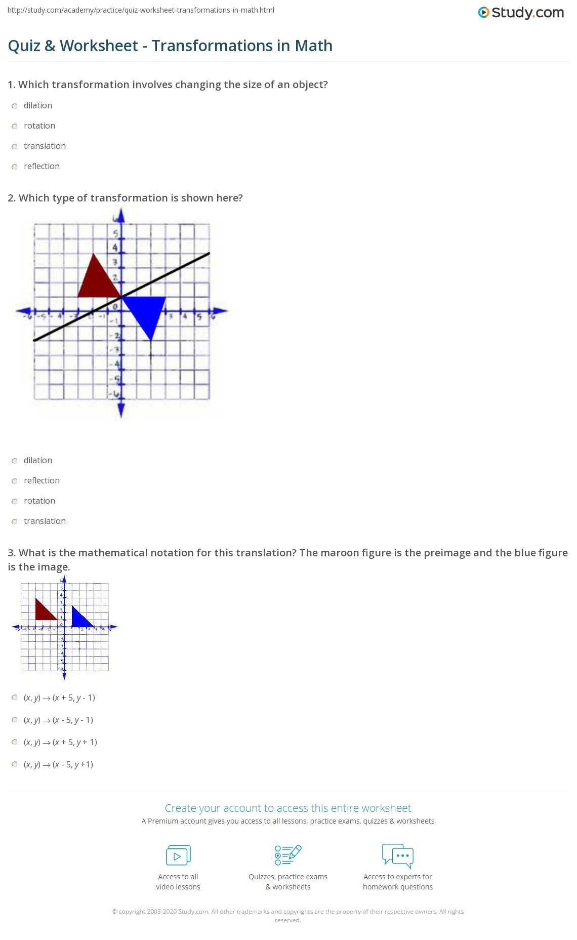 50 Transformations Geometry Worksheet Answers 51