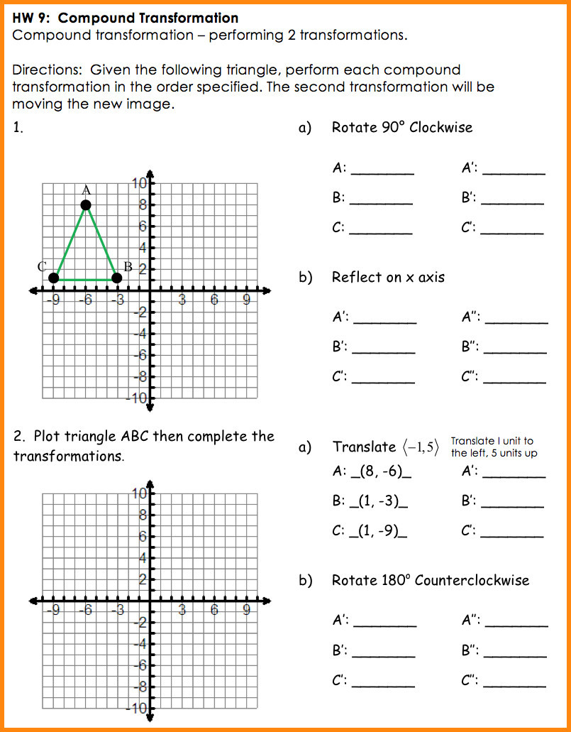 50 Transformations Geometry Worksheet Answers 57