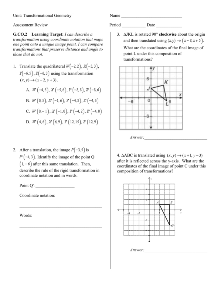 50 Transformations Geometry Worksheet Answers 6