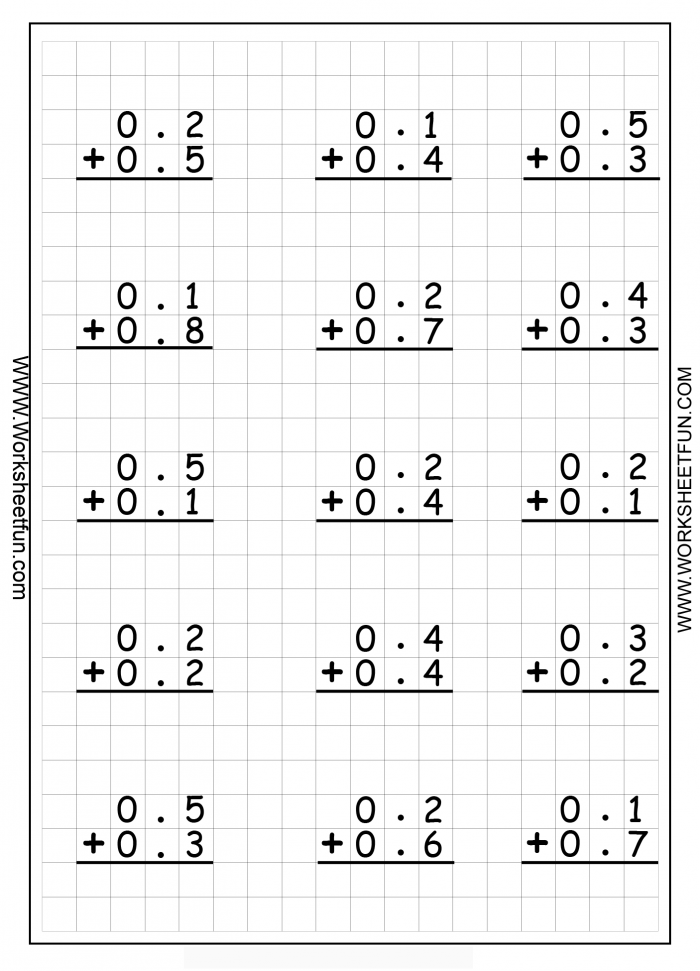 55 Adding With Decimals Worksheets 10