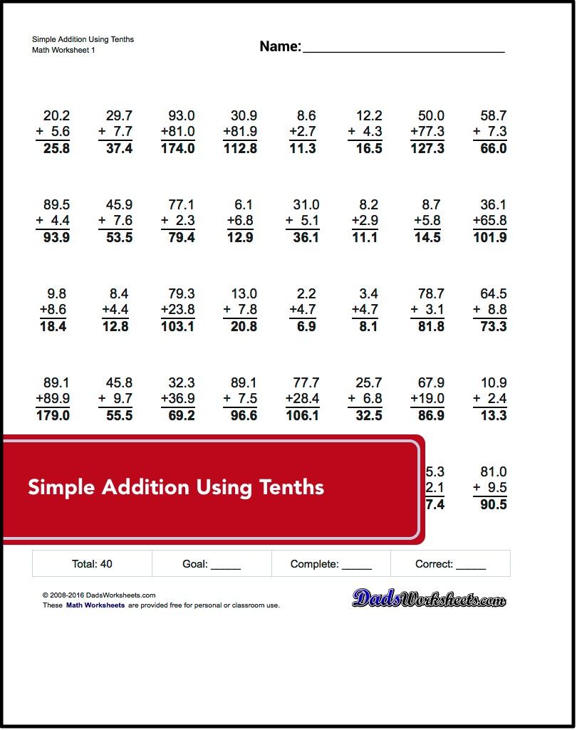 55 Adding With Decimals Worksheets 28