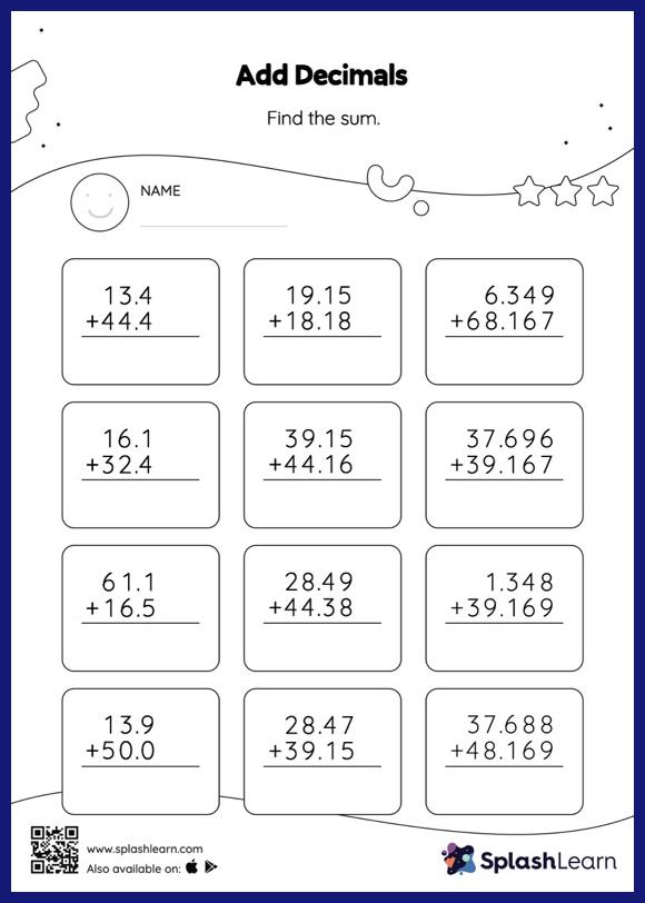 55 Adding With Decimals Worksheets 3