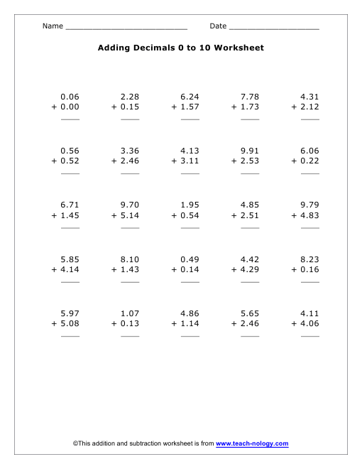 55 Adding With Decimals Worksheets 33