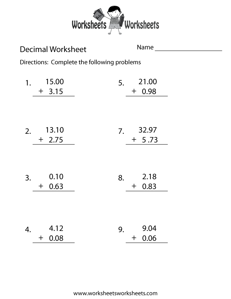 55 Adding With Decimals Worksheets 4