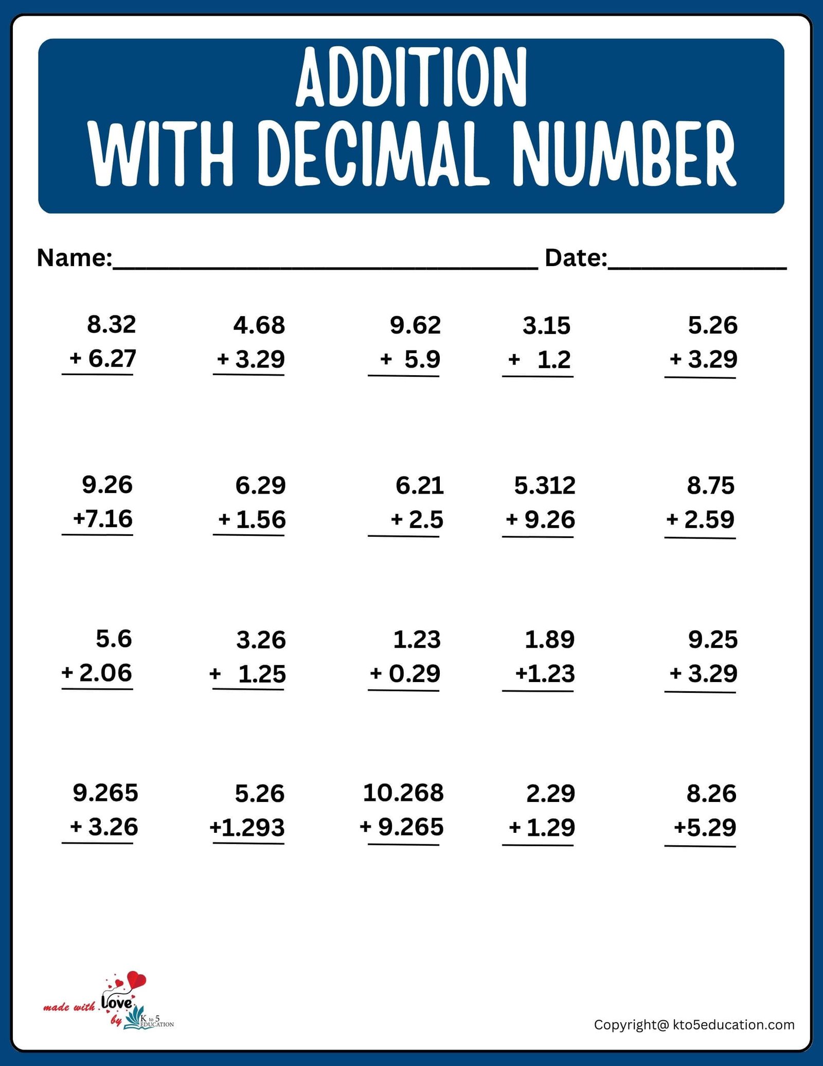 55 Adding With Decimals Worksheets 43