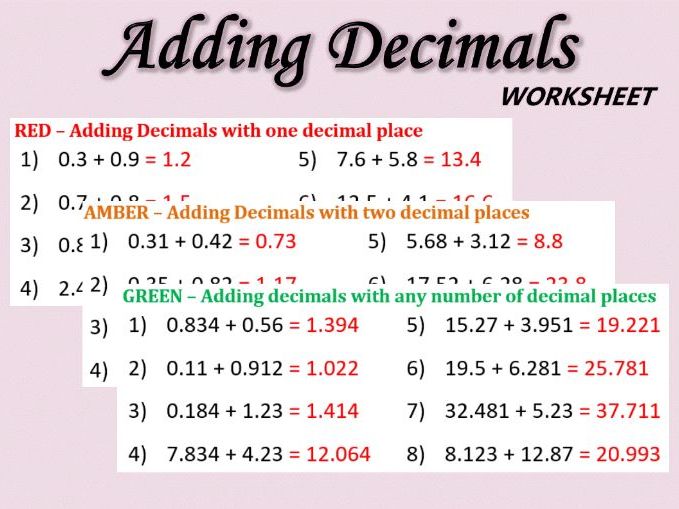 55 Adding With Decimals Worksheets 50