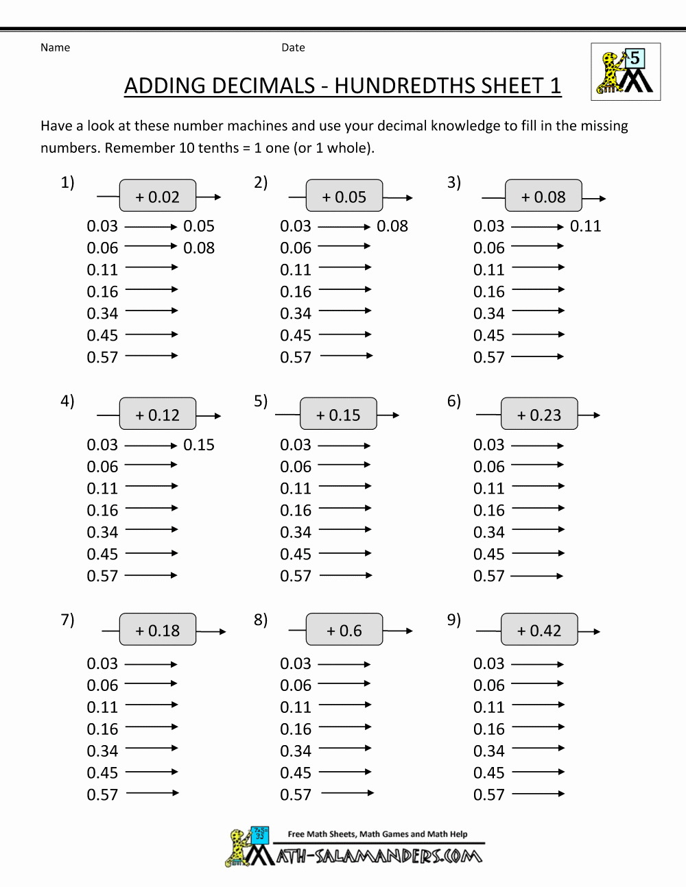 55 Adding With Decimals Worksheets 54