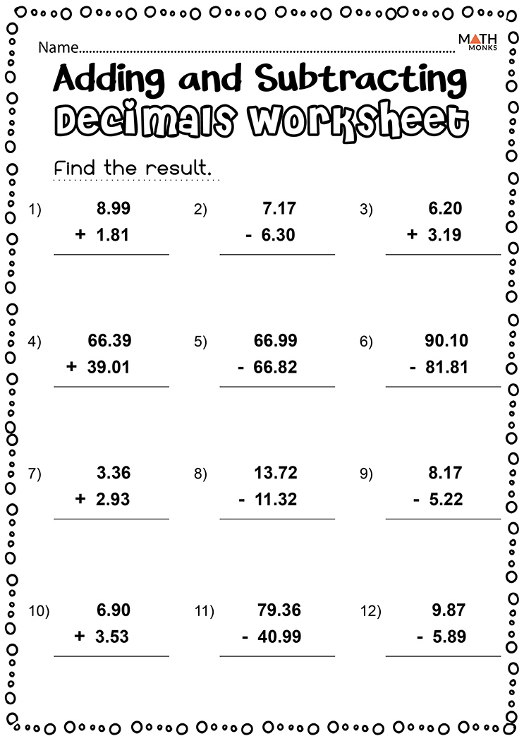 55 Adding With Decimals Worksheets 62