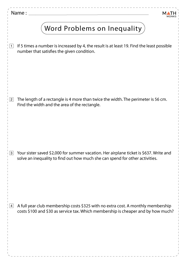 50 Save 7Th Grade Inequalities Worksheet 1