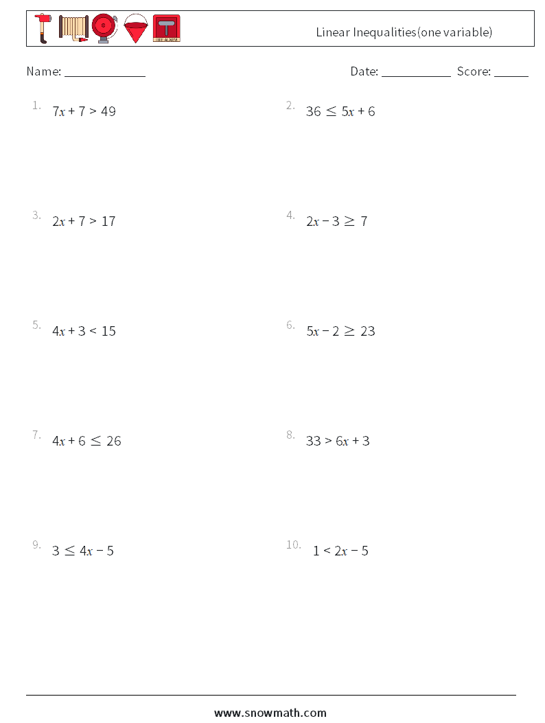 50 Save 7Th Grade Inequalities Worksheet 17