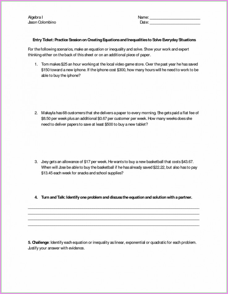 50 Save 7Th Grade Inequalities Worksheet 32