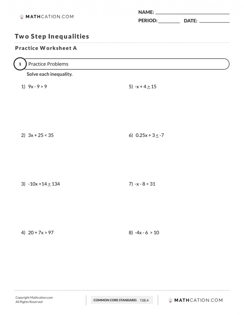 50 Save 7Th Grade Inequalities Worksheet 36