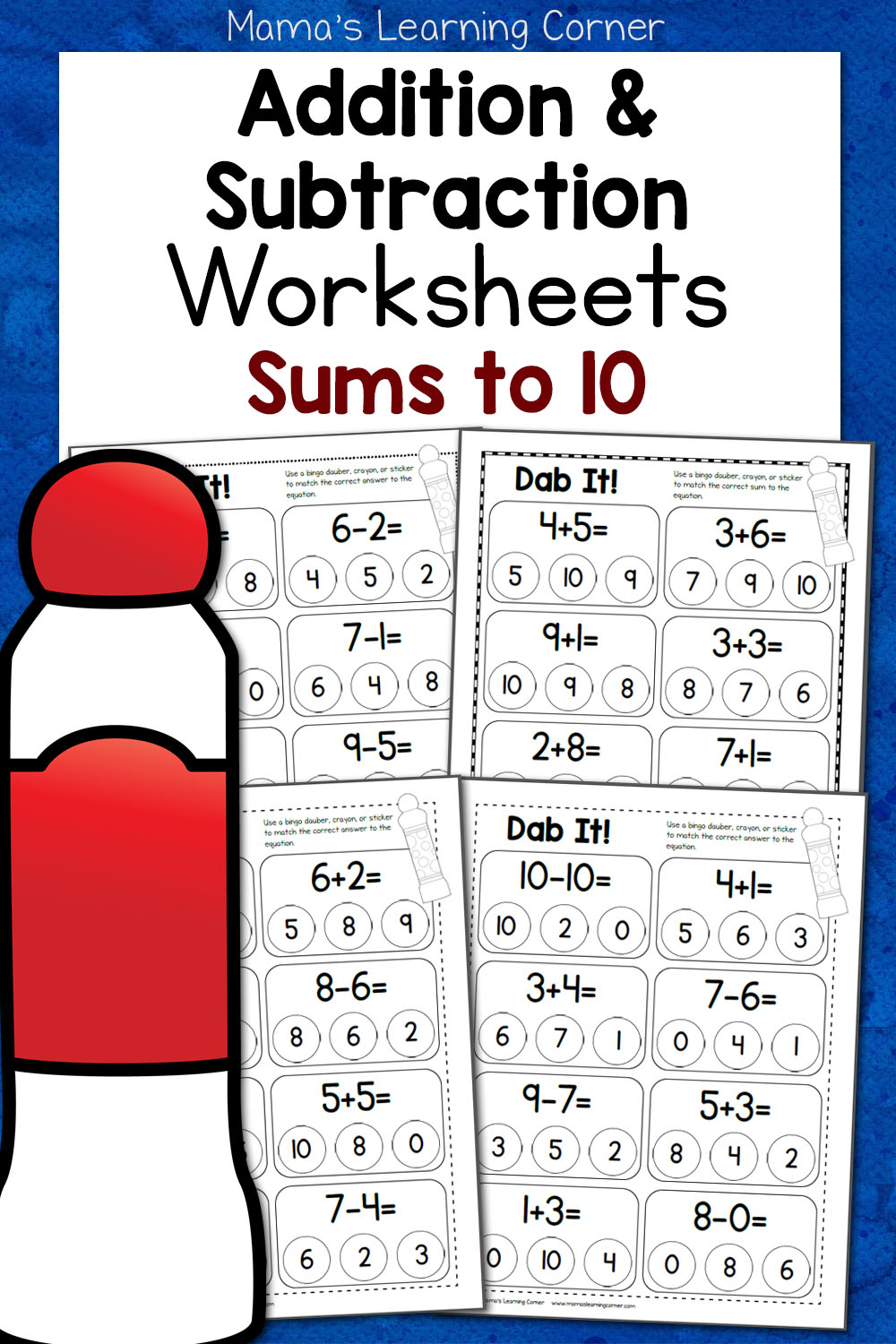 55 Math Worksheets Kindergarten Subtraction 10