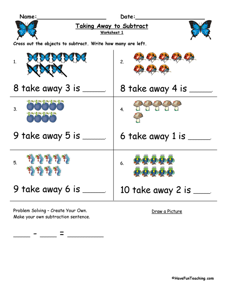 55 Math Worksheets Kindergarten Subtraction 11