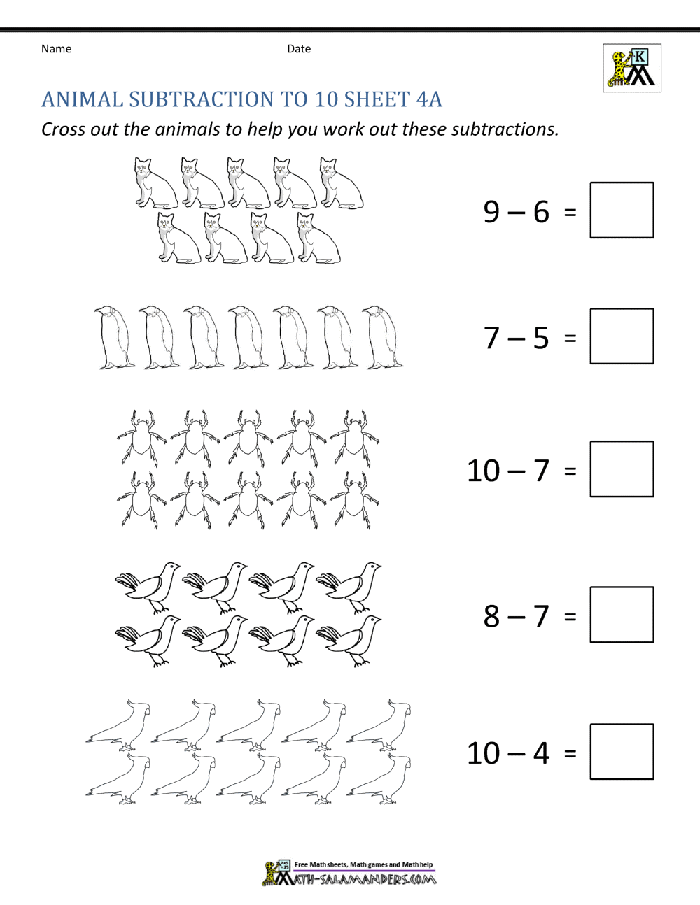 55 Math Worksheets Kindergarten Subtraction 12