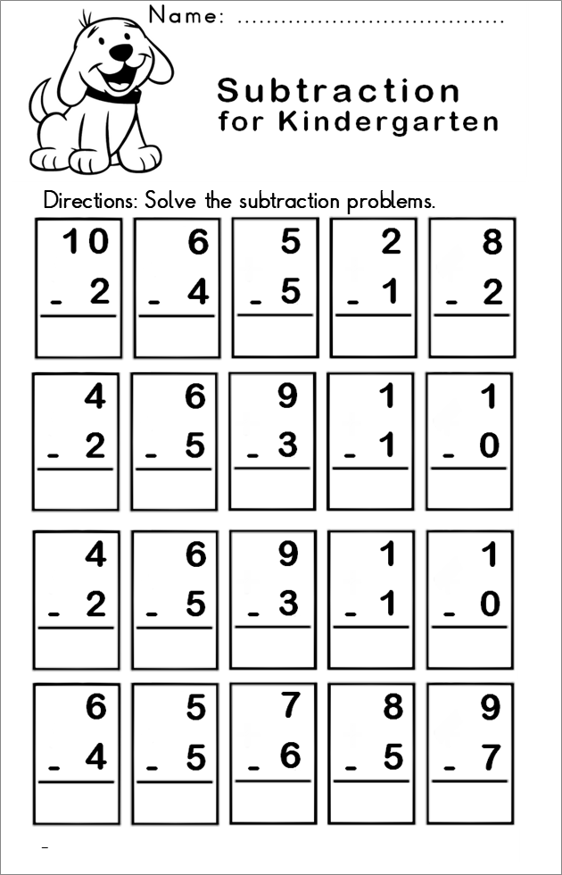 55 Math Worksheets Kindergarten Subtraction 28