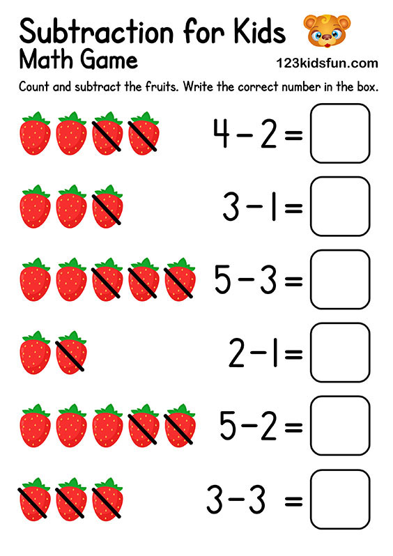 55 Math Worksheets Kindergarten Subtraction 30