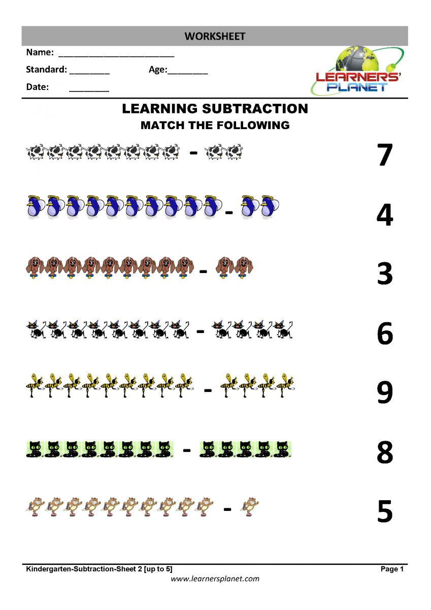 55 Math Worksheets Kindergarten Subtraction 4