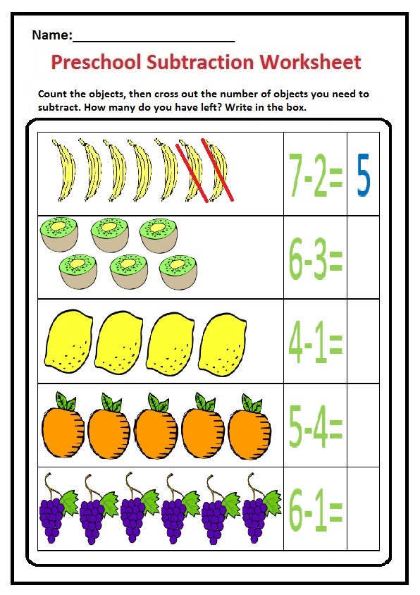 55 Math Worksheets Kindergarten Subtraction 52