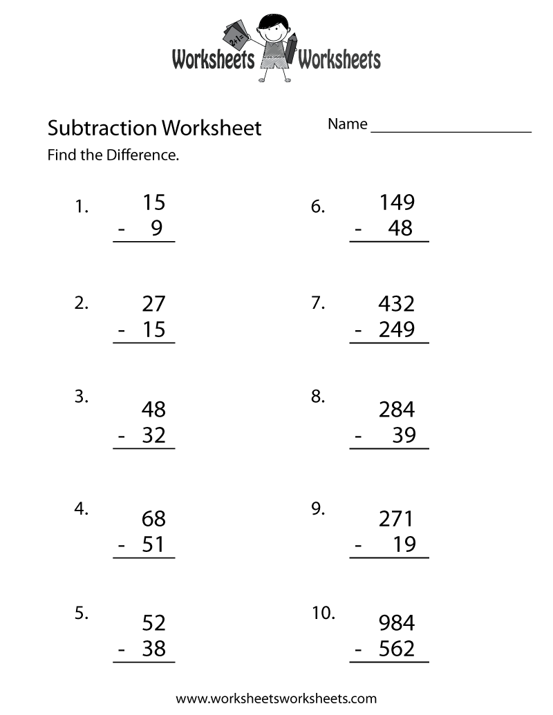 55 Math Worksheets Kindergarten Subtraction 54