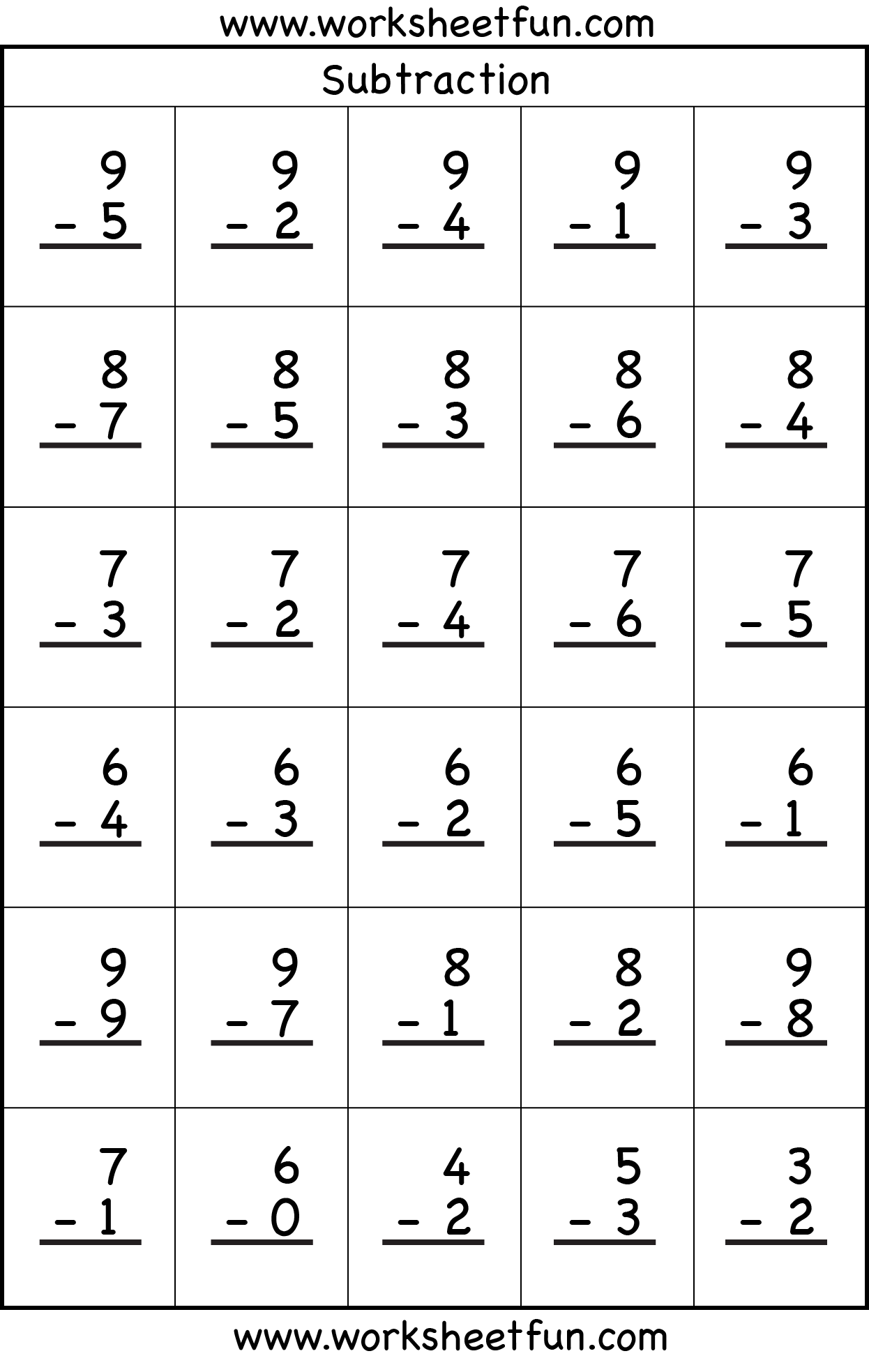 55 Math Worksheets Kindergarten Subtraction 9