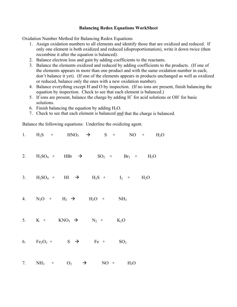 60 Worksheet 1 Oxidation Reduction Reactions 24