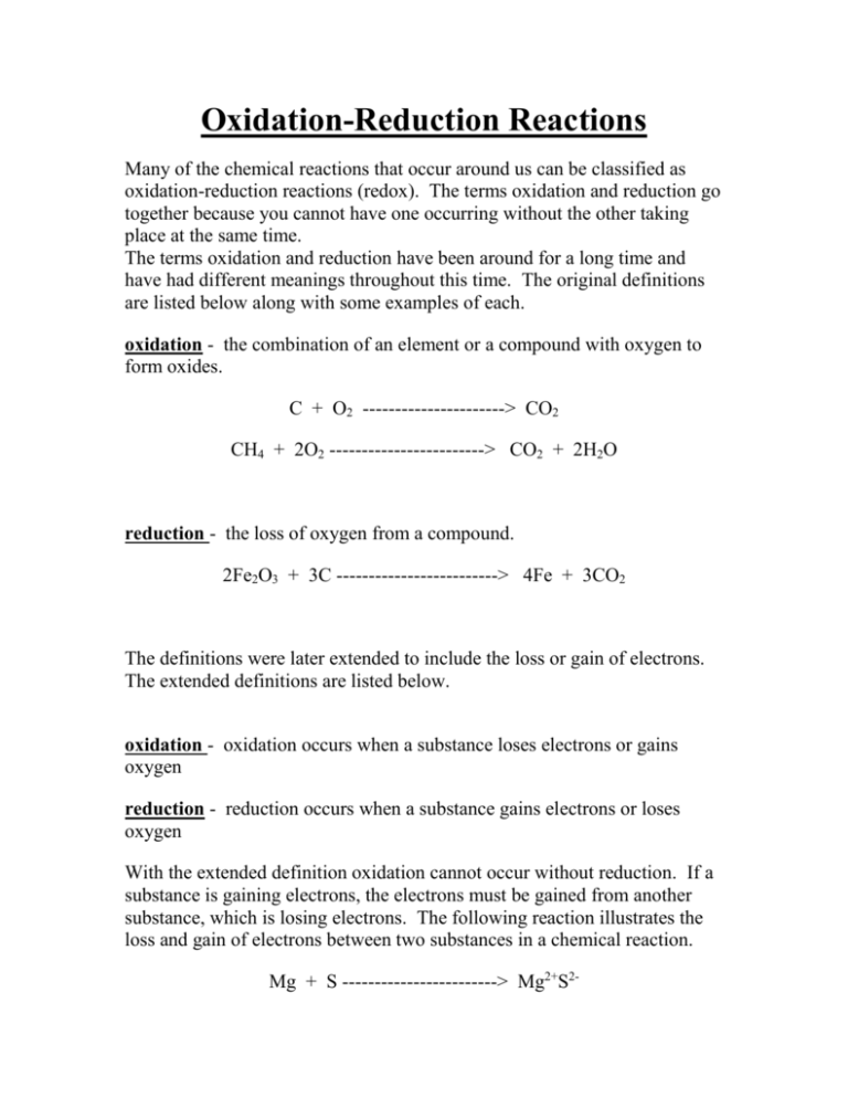 60 Worksheet 1 Oxidation Reduction Reactions 52