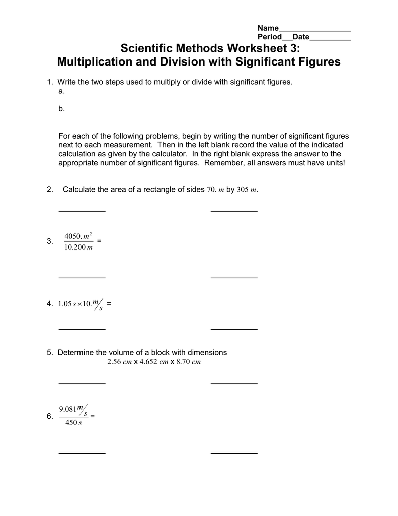 61 Significant Figures Calculations Worksheet 29