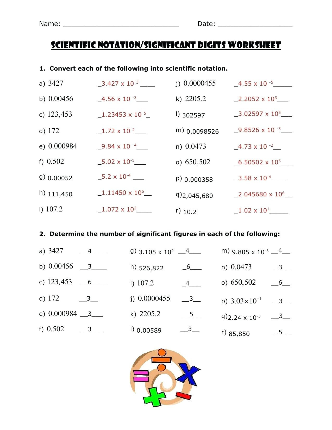 61 Significant Figures Calculations Worksheet 64