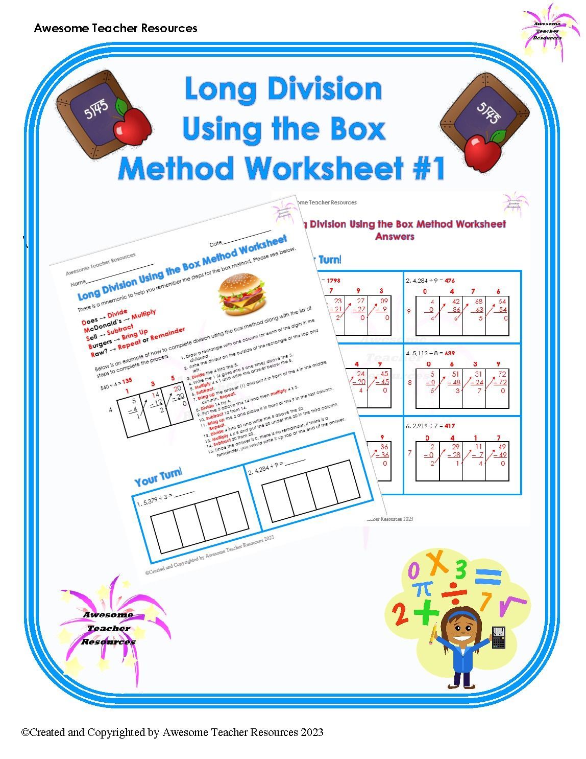 Save 50 Division Box Method Worksheet 19