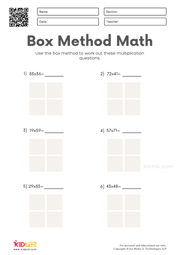 Save 50 Division Box Method Worksheet 20