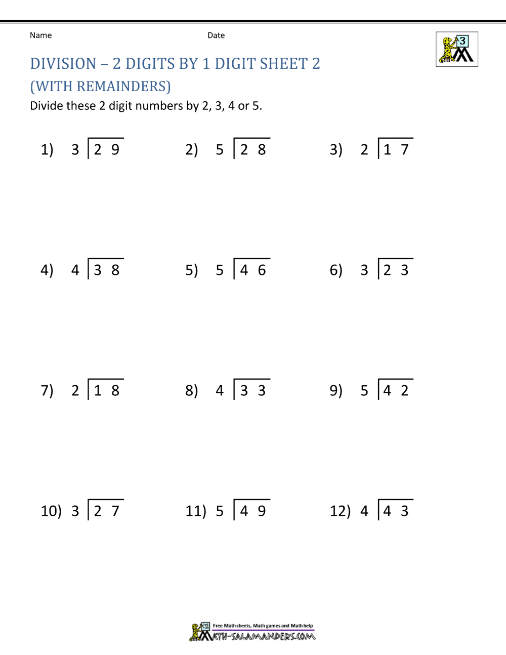 Save 50 Division Box Method Worksheet 33