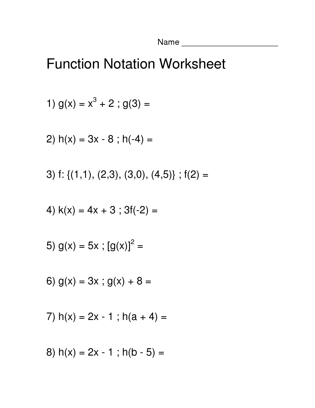 Save 50 Intro To Functions Worksheet 18