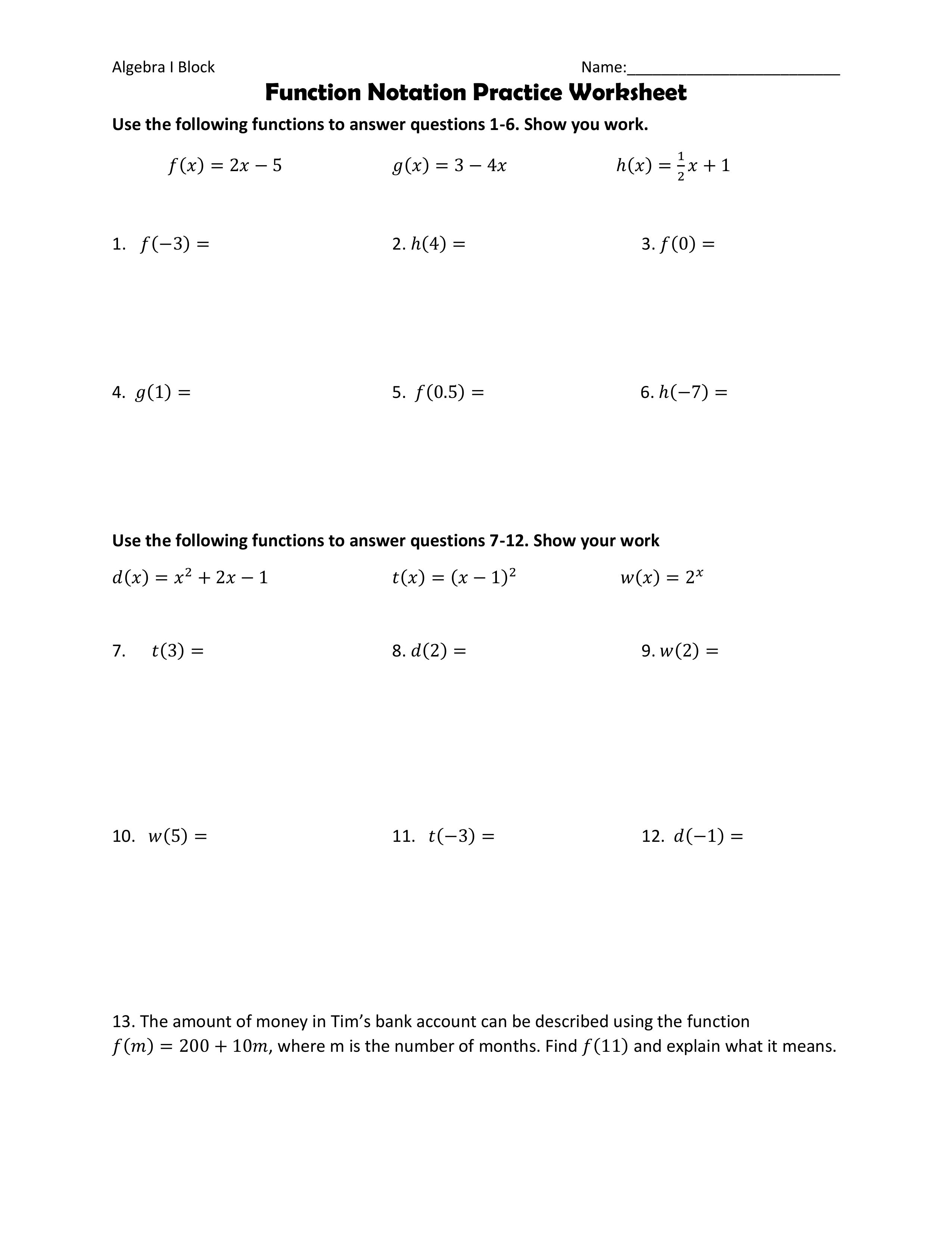 Save 50 Intro To Functions Worksheet 29