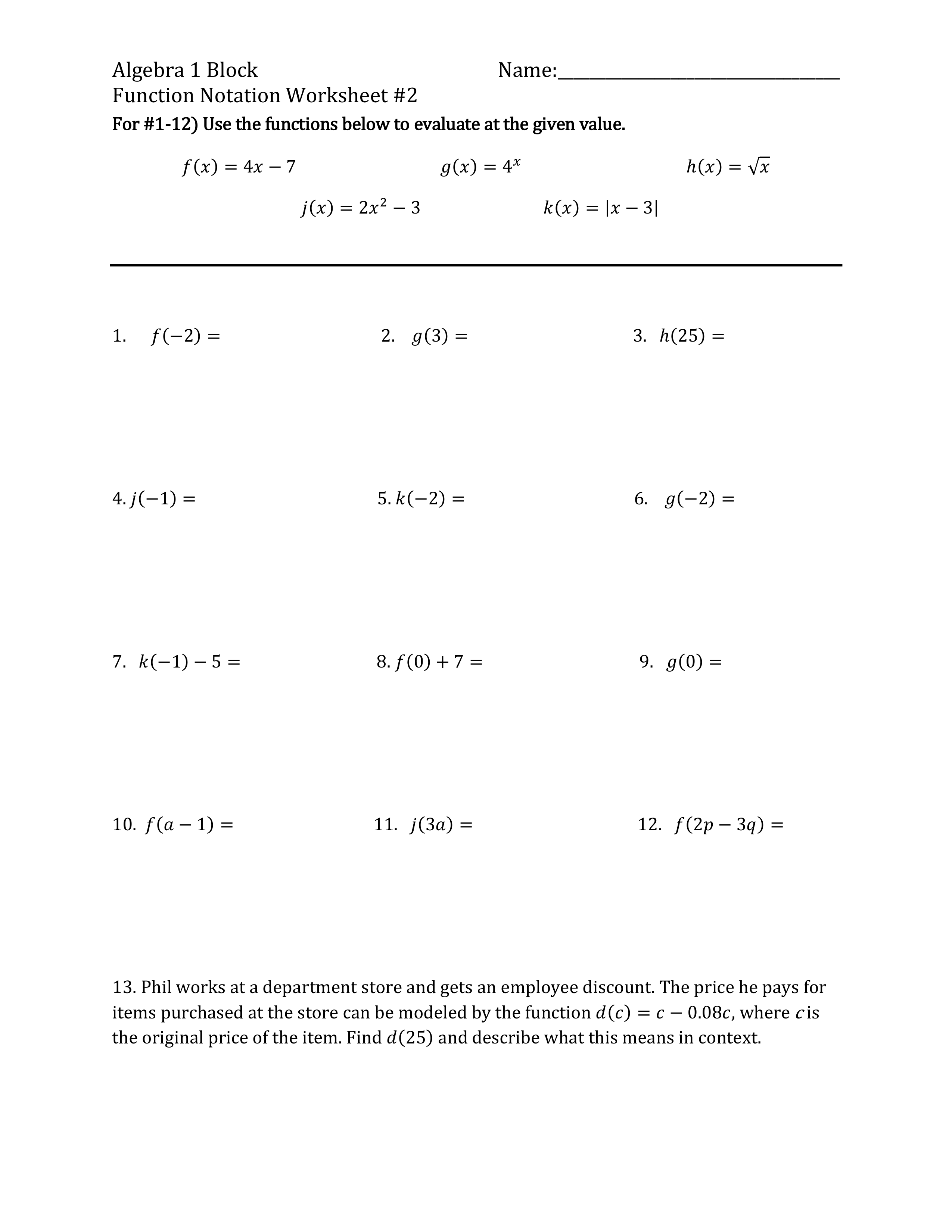 Save 50 Intro To Functions Worksheet 9