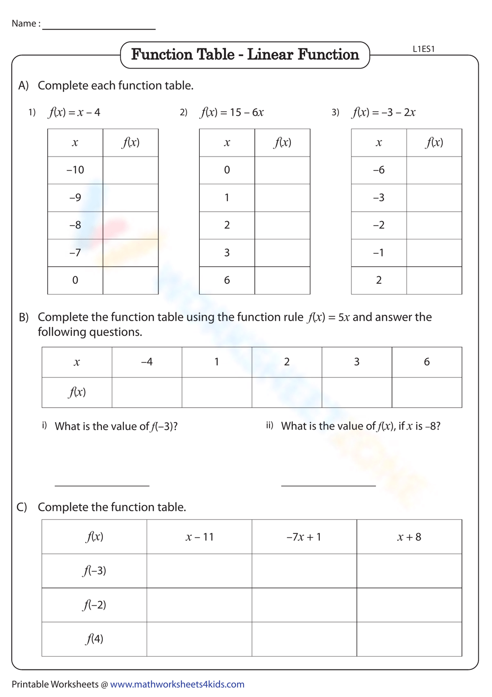 80 Printable Function Tables Worksheet Pdf 23