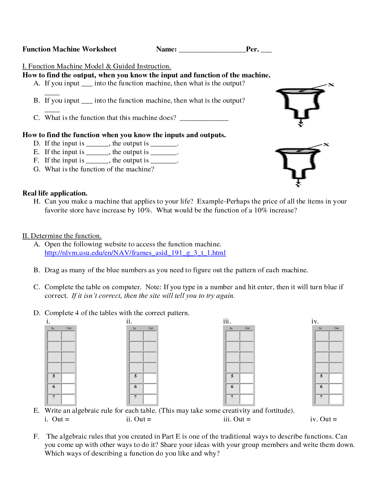 80 Printable Function Tables Worksheet Pdf 24