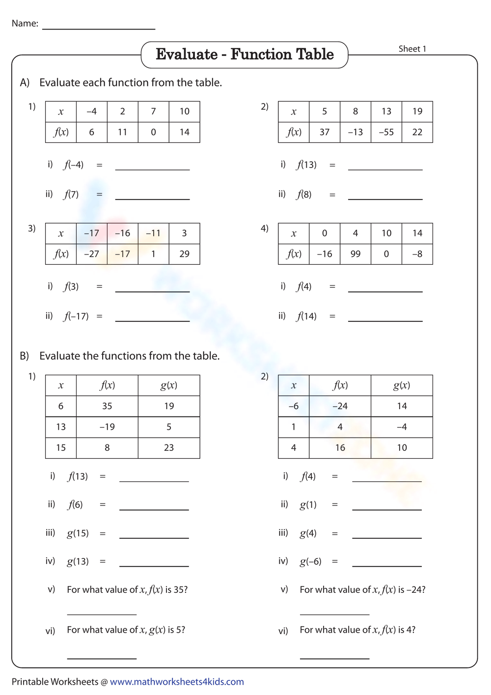 80 Printable Function Tables Worksheet Pdf 26