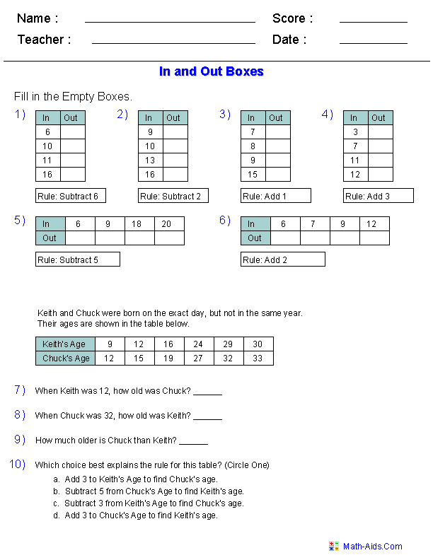 80 Printable Function Tables Worksheet Pdf 9