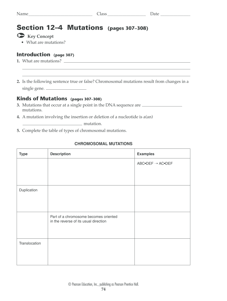 80 Printable Mutation Worksheet Answer Key 1