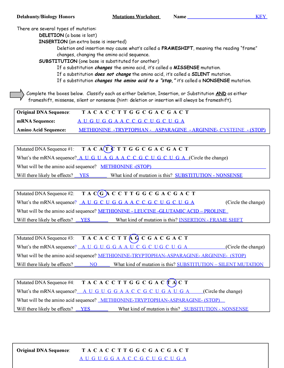 80 Printable Mutation Worksheet Answer Key 32