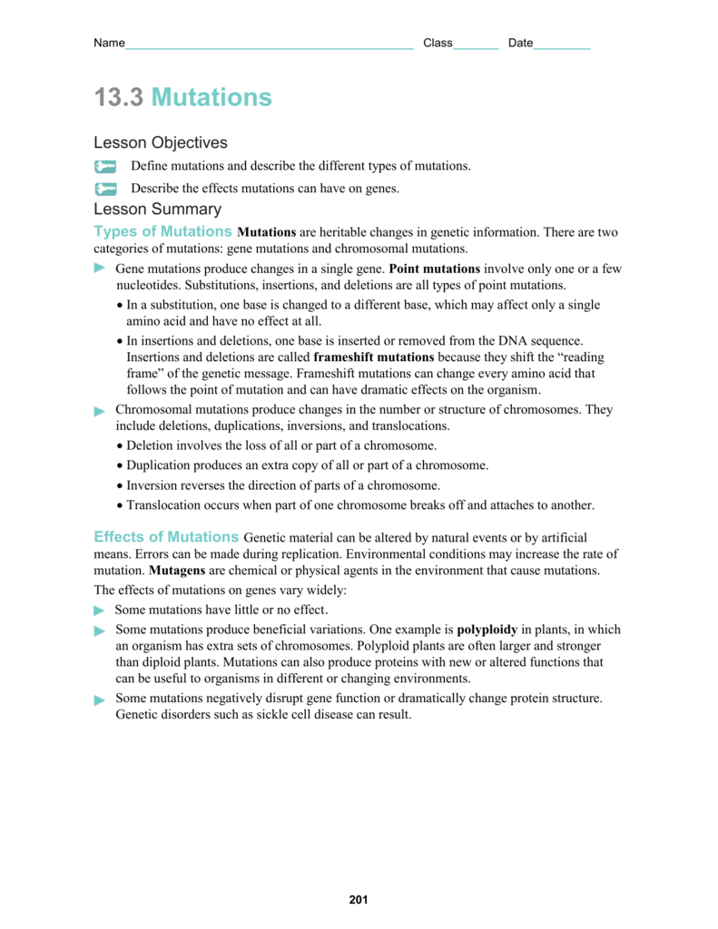 80 Printable Mutation Worksheet Answer Key 6