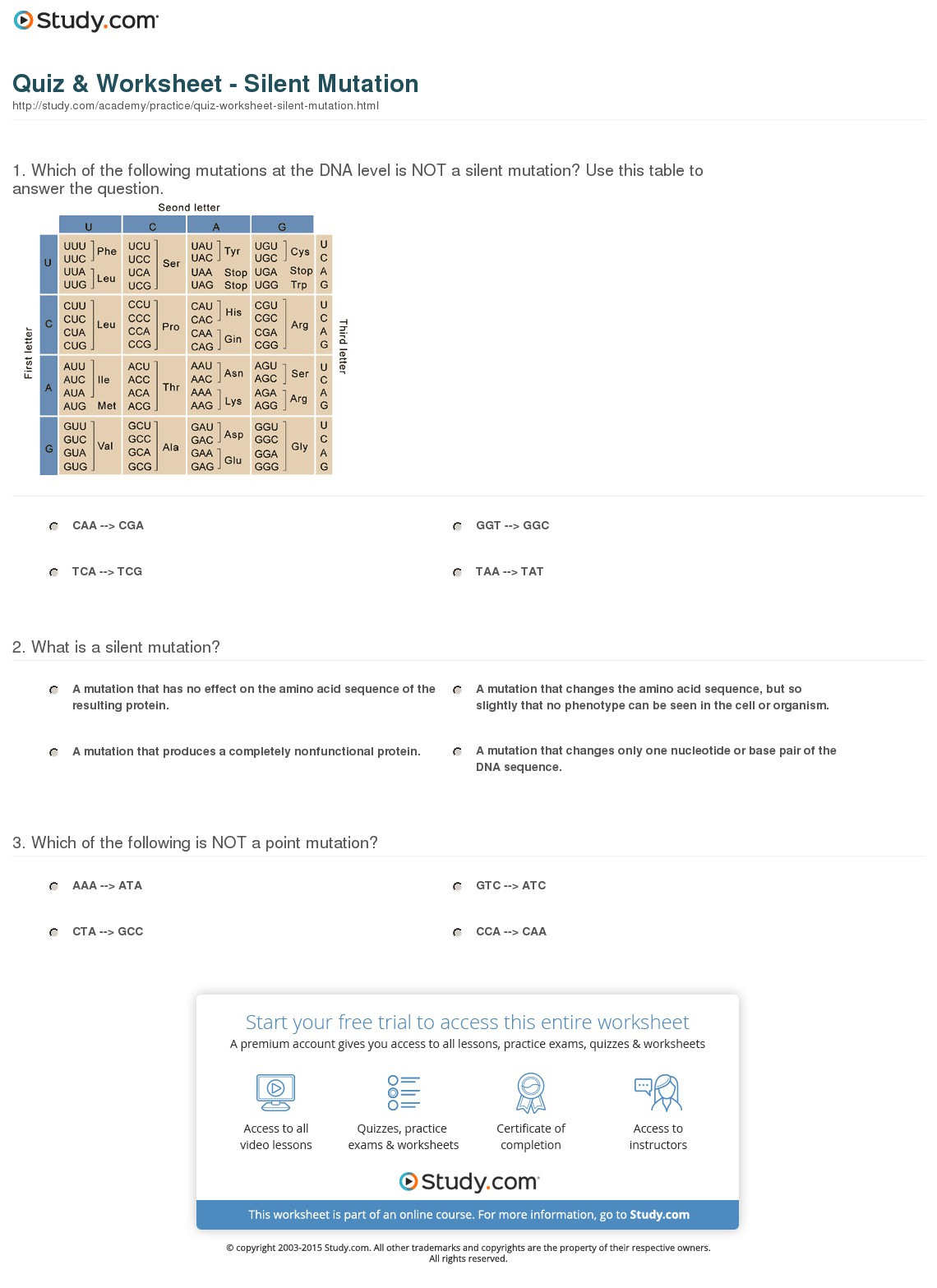 80 Printable Mutation Worksheet Answer Key 65