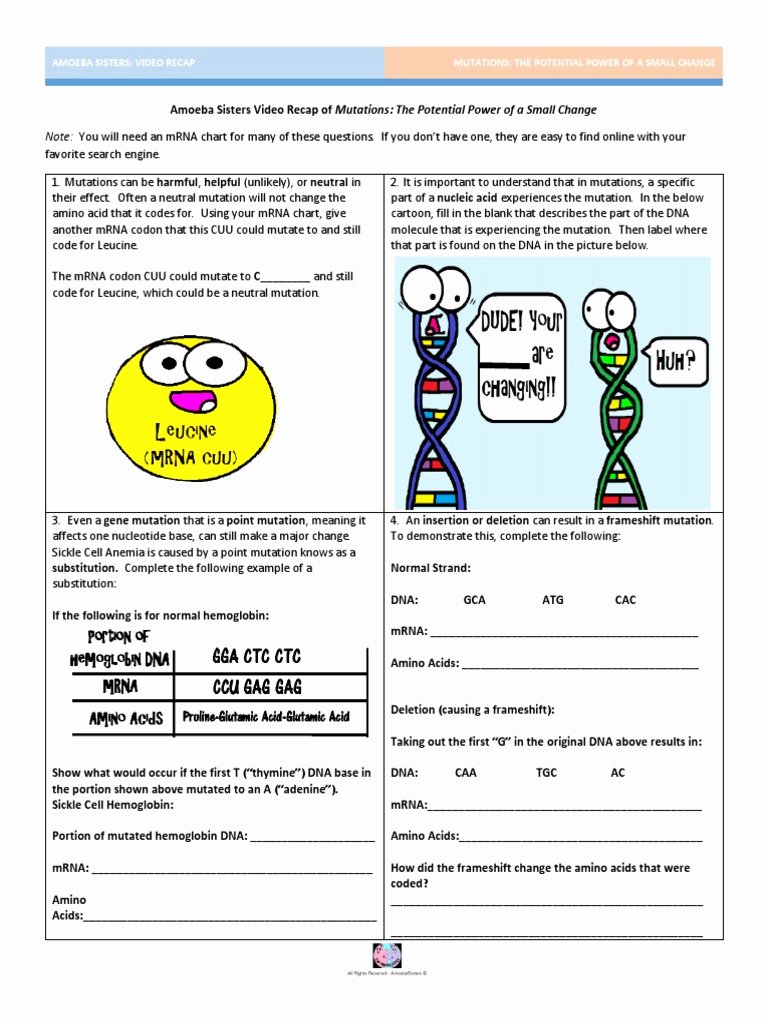 80 Printable Mutation Worksheet Answer Key 67