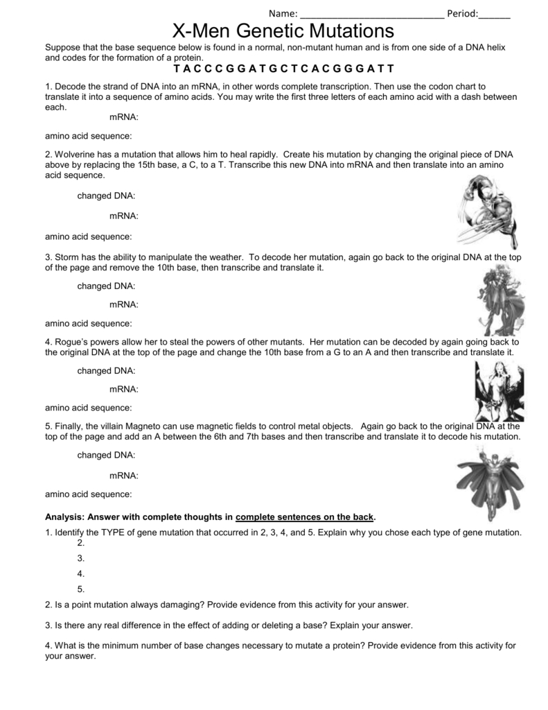 80 Printable Mutation Worksheet Answer Key 68