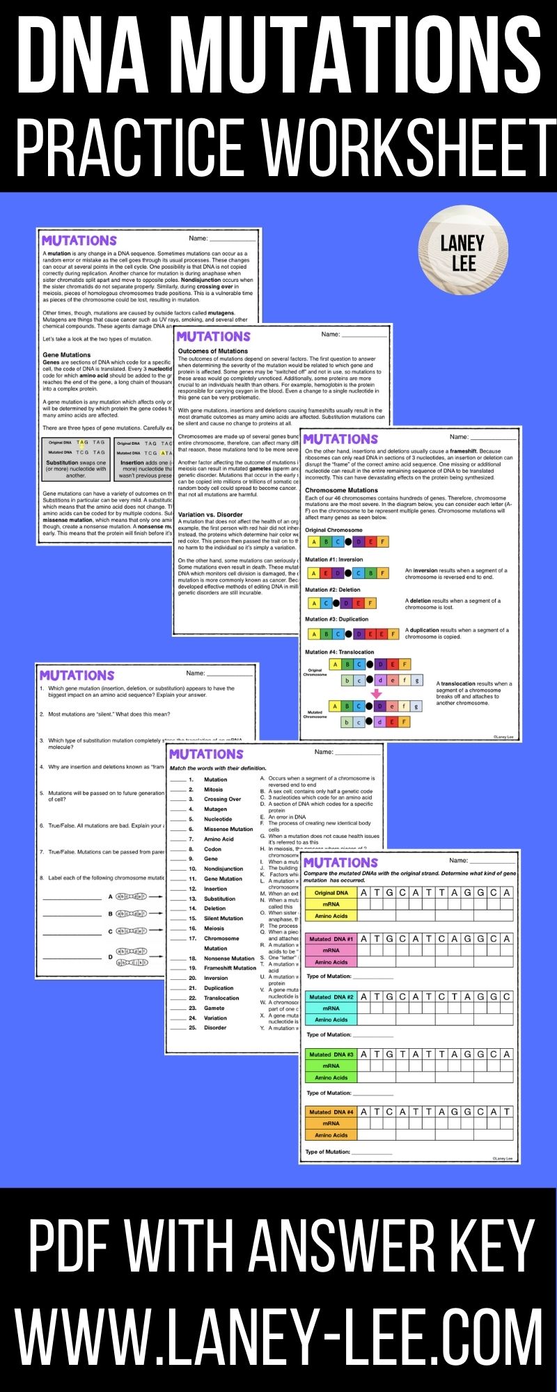 80 Printable Mutation Worksheet Answer Key 72