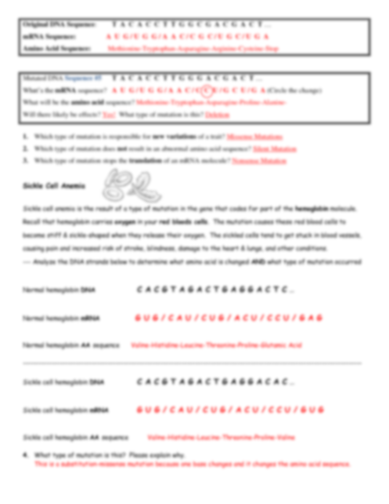 80 Printable Mutation Worksheet Answer Key 9