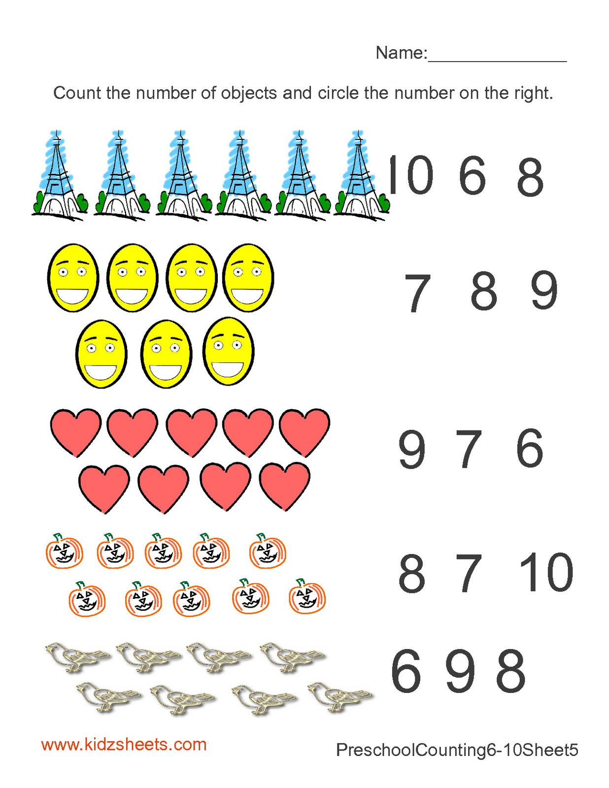 80 Printable Number Recognition 1-10 Worksheets 12