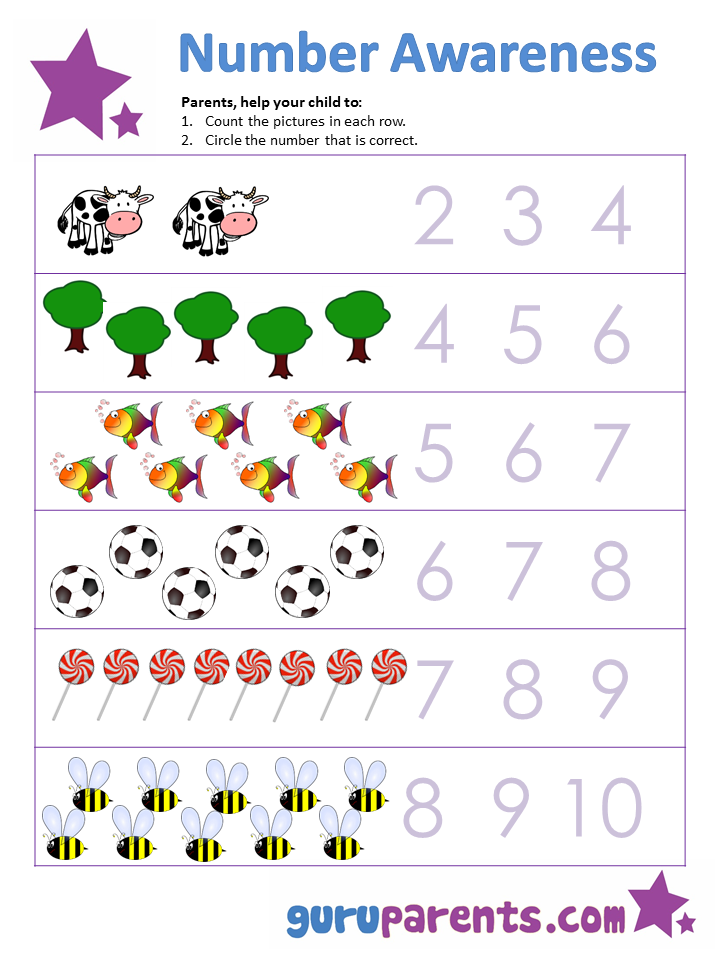 80 Printable Number Recognition 1-10 Worksheets 2